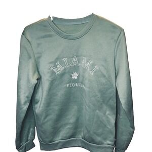 sage green embroidered miami florida crewneck sweatshirt 🌴 size‎ S